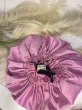 Pink and Black baby bonnet
